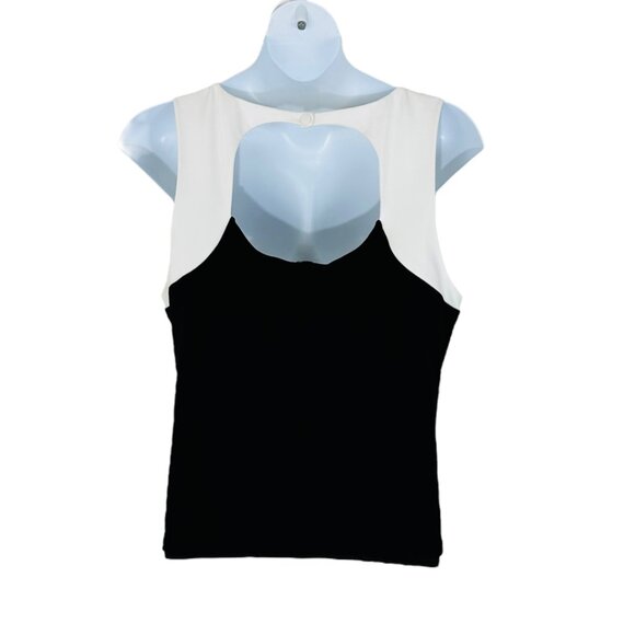 Halogen Women's Size XXL Colorblock Cutout Black White Tank Top - Picture 4 of 6